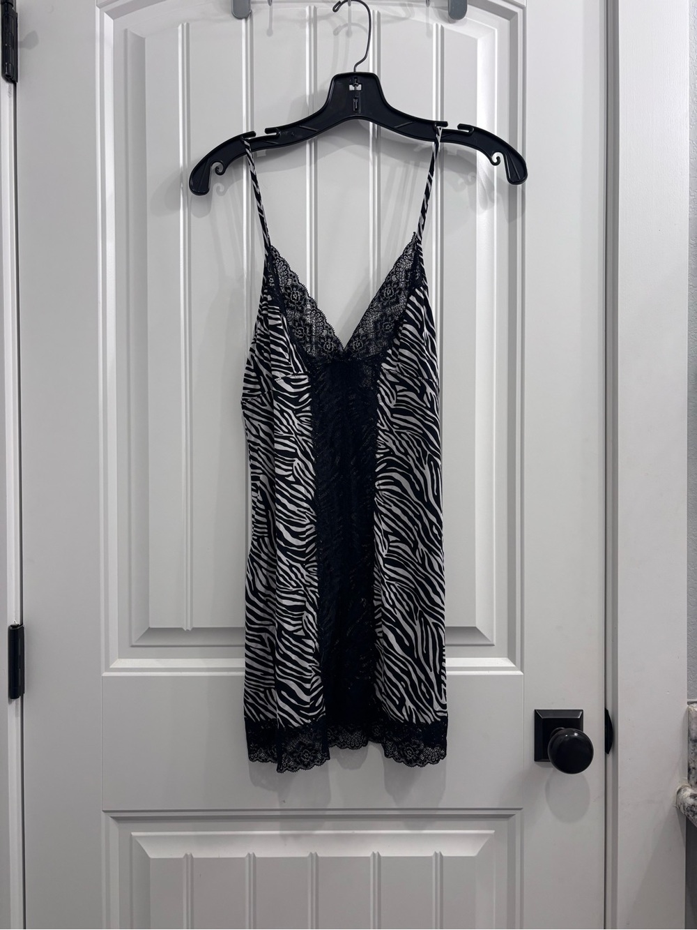 Frederick's of Hollywood Zebra-Print Lace Chemise - Black & White